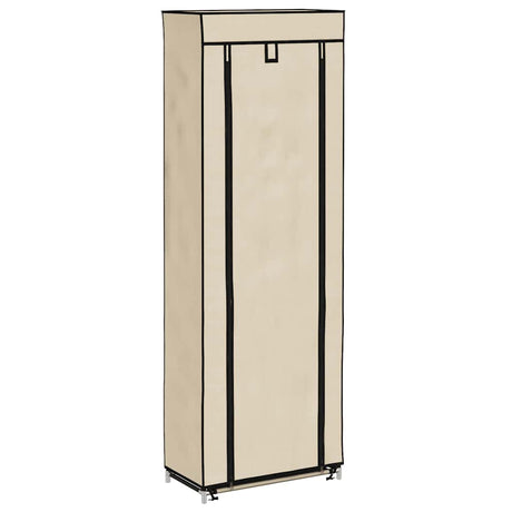 Vidaxl -Schuhschrank mit Abdeckung 57x29x162 cm Stoffcreme