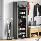 Vidaxl -Schuhschrank mit Abdeckung 57x29x162 cm Stoff grau