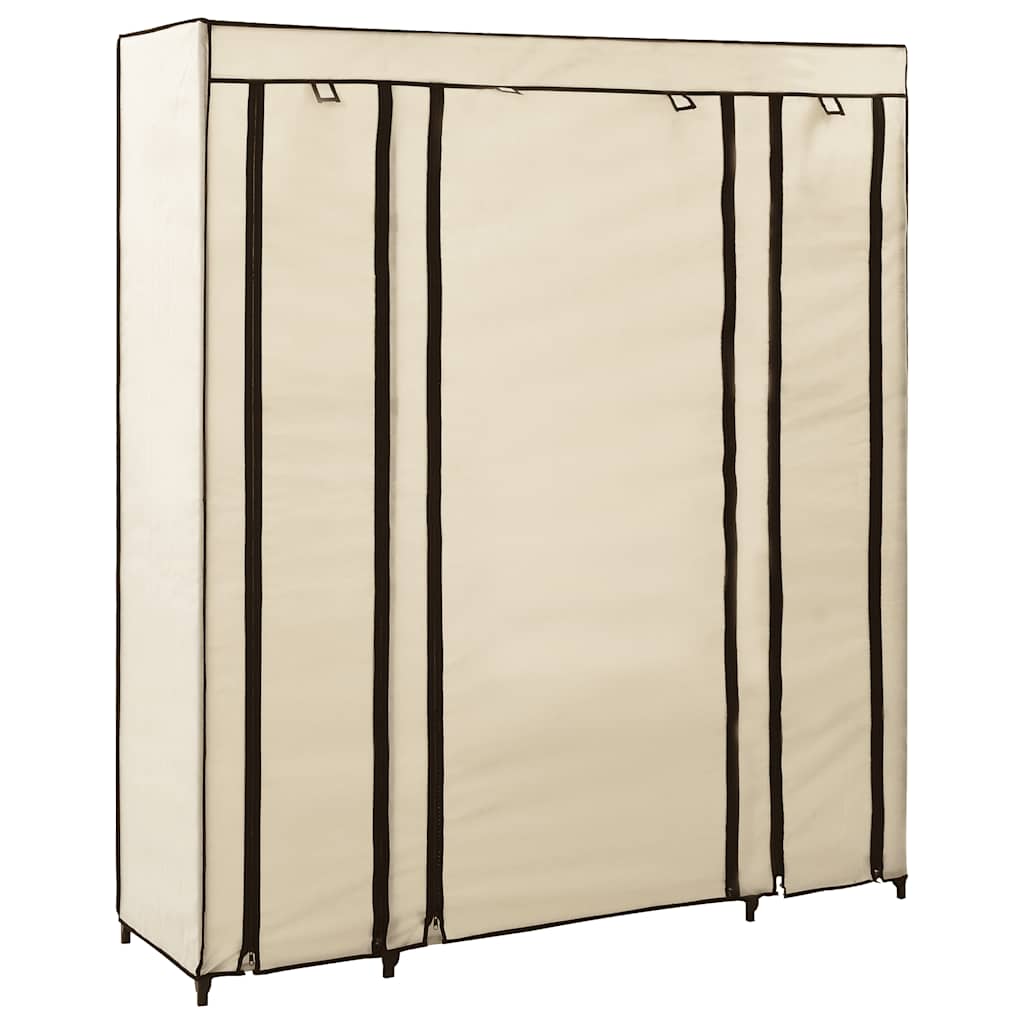 Vidaxl kledingkast met vakken en stangen 150x45x176 cm stof crème