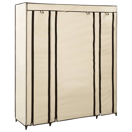 Vidaxl kledingkast met vakken en stangen 150x45x176 cm stof crème