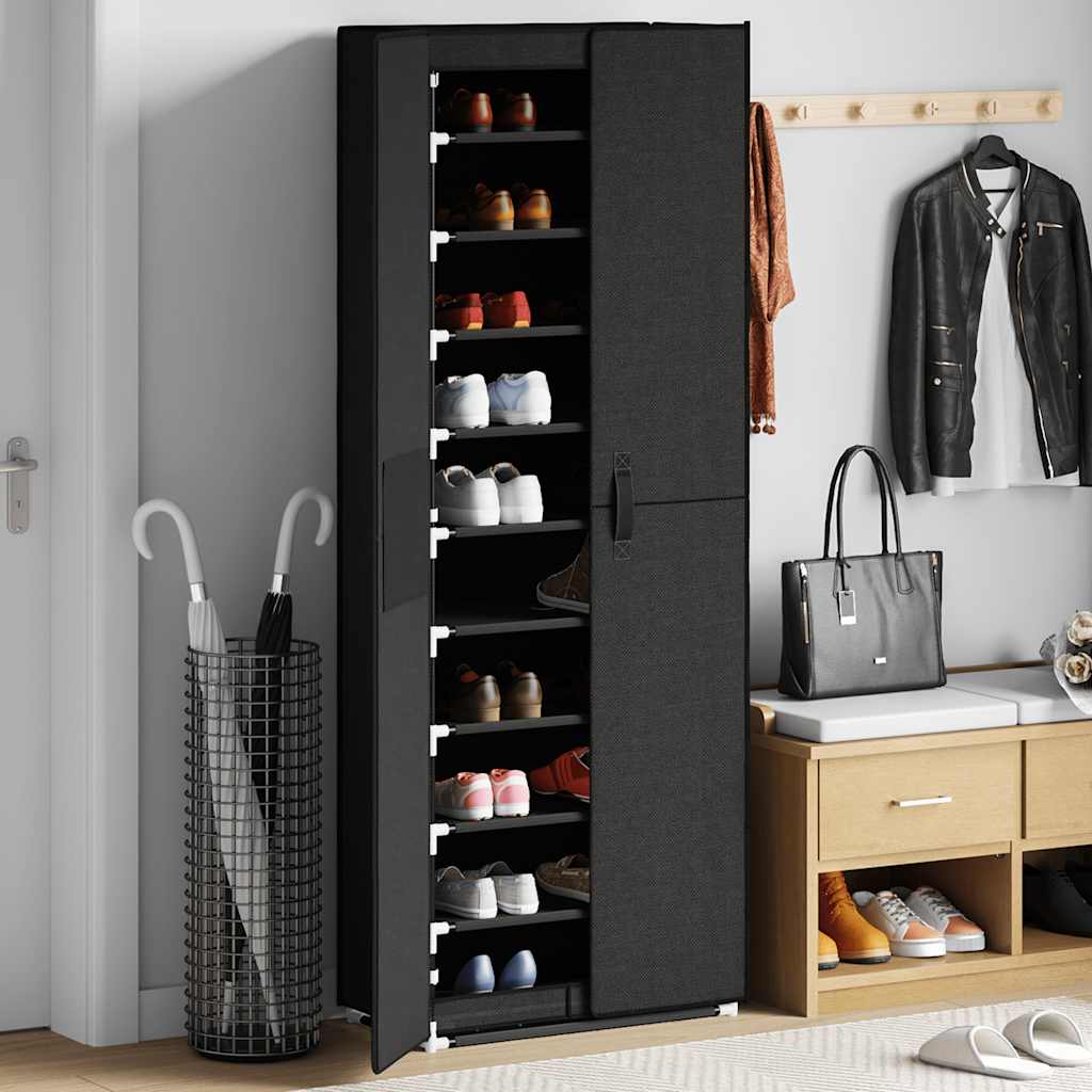 Vidaxl Schuhschrank 60x30x166 cm Stoff schwarz