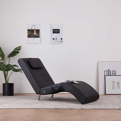 Vidaxl massage chaise longue met kussen kunstleer zwart