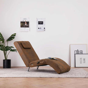Vidaxl massage chaise longue met kussen kunstsuède bruin