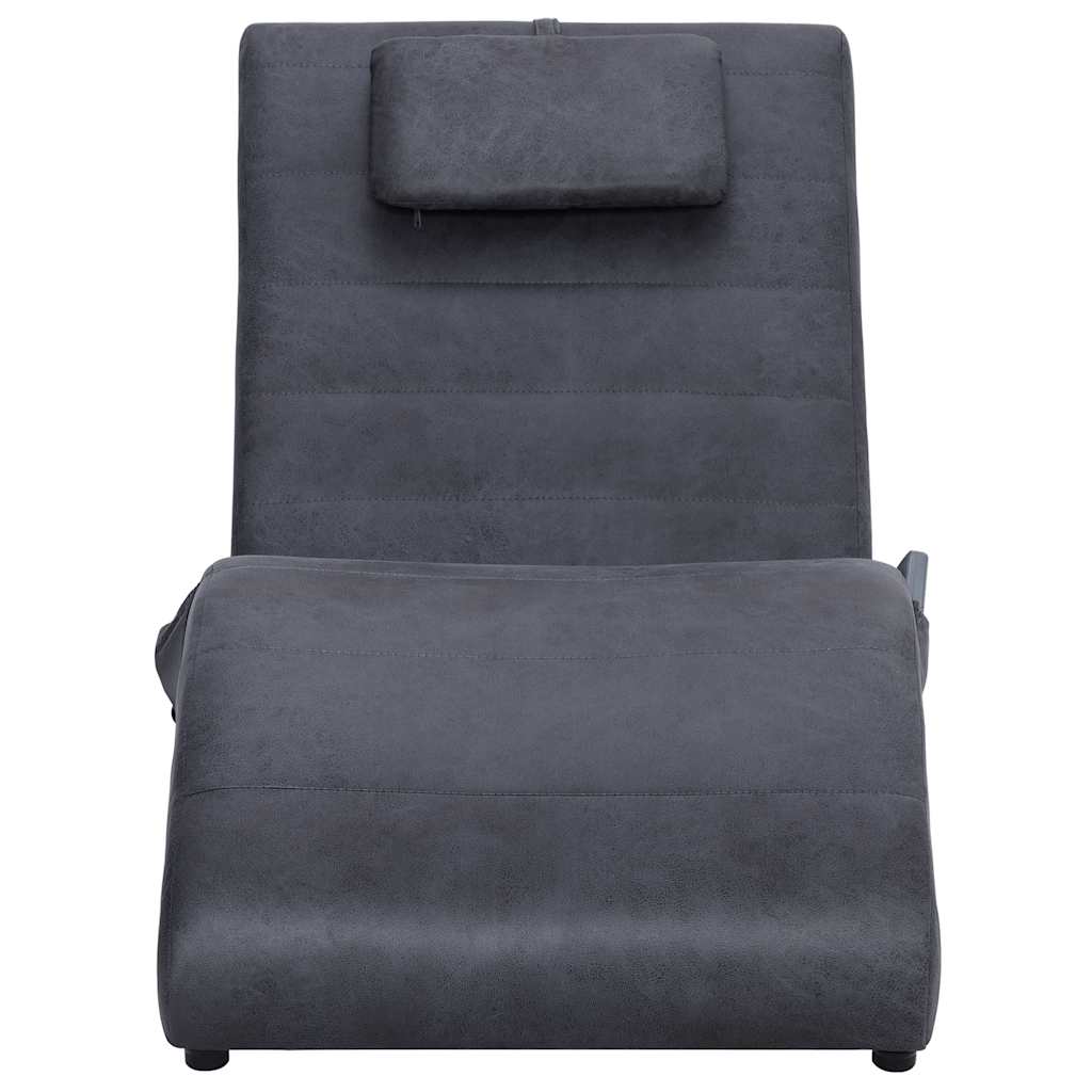 Vidaxl massage chaise longue met kussen kunstsuède grijs