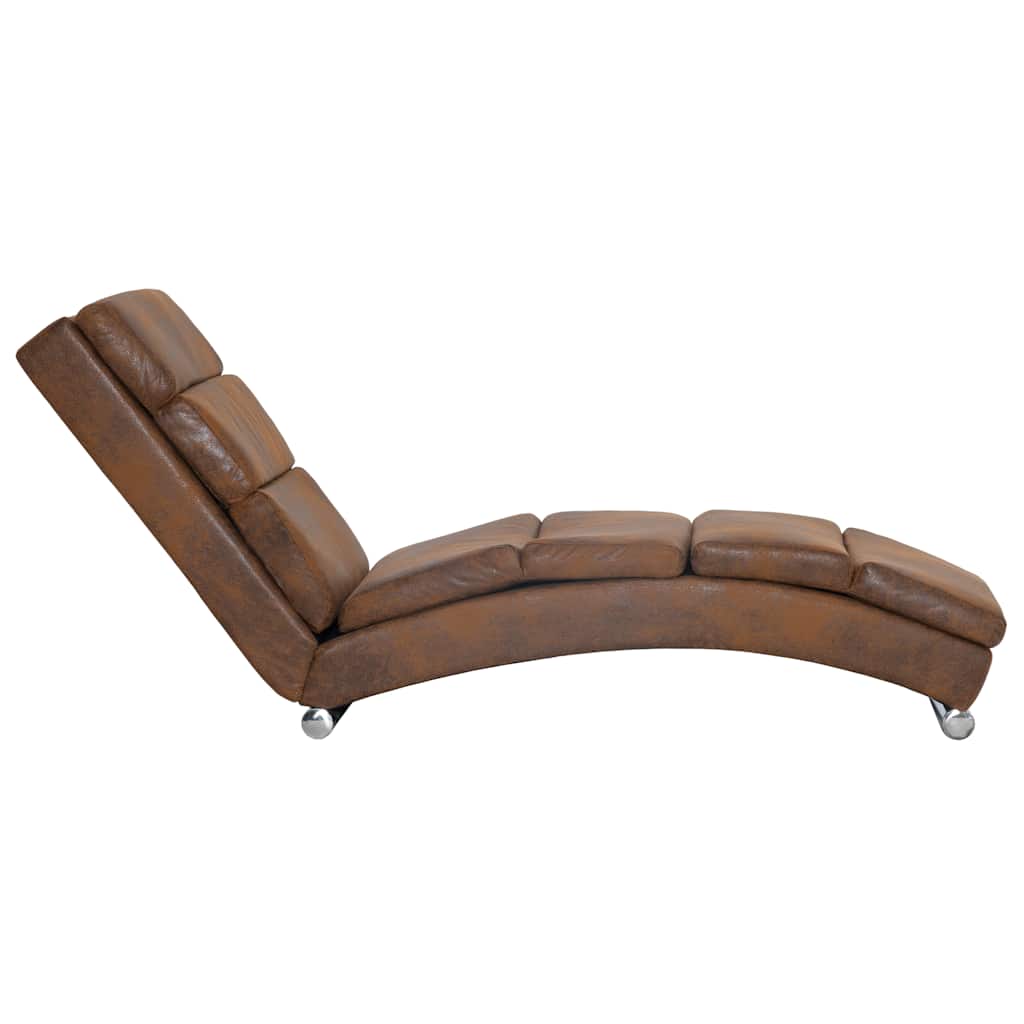 Vidaxl chaise longue kunstsuède bruin