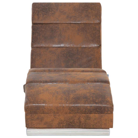 Vidaxl massage chaise longue kunstsuède bruin