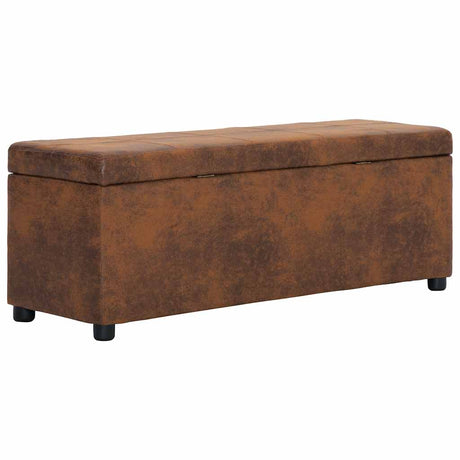 Vidaxl bankje met opbergvak 116 cm kunstsuède bruin