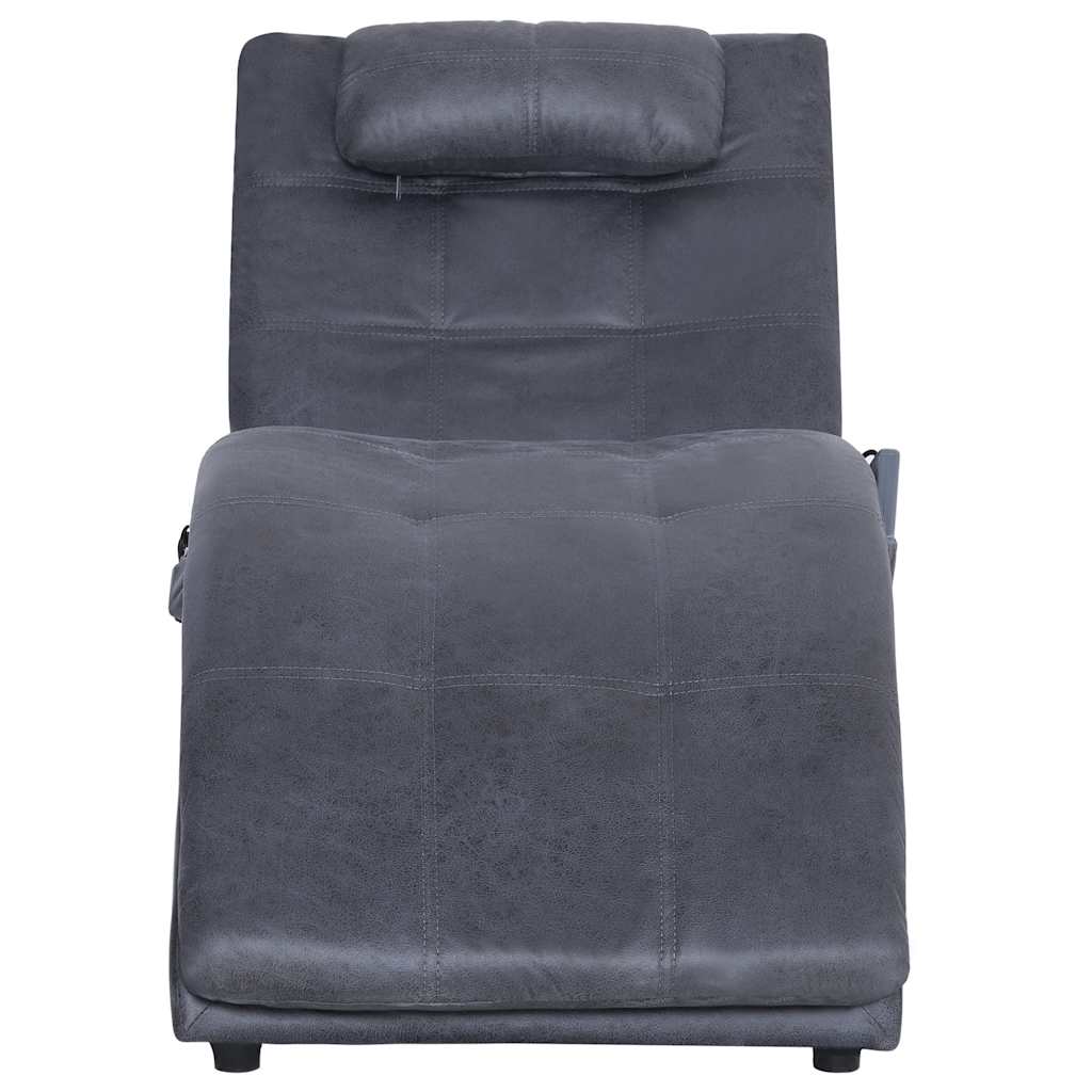 Vidaxl massage chaise longue met kussen kunstsuède grijs