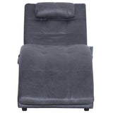 Vidaxl massage chaise longue met kussen kunstsuède grijs