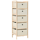 Vidaxl opbergrekken met 5 stoffen manden 2 st cederhout beige