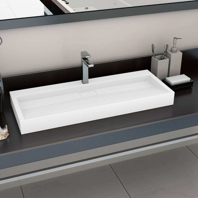 Vidaxl Washbeer 120x46x11 cm Mineralguss Marmorguss Weiß