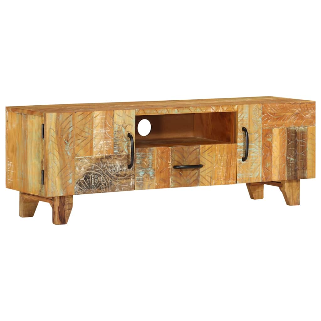Vidaxl tv-meubel handgesneden 120x30x40 cm massief gerecycled hout