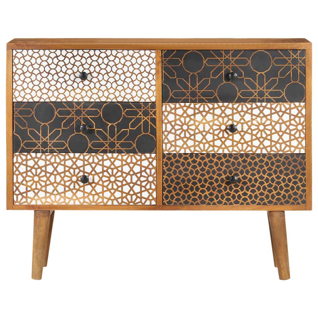 Vidaxl dressoir met geprint patroon 90x30x70 cm massief mangohout