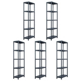 VIDAXL -LAGE RACKS 5 PCS 125 kg 60x30x180 cm Kunststoff Schwarz
