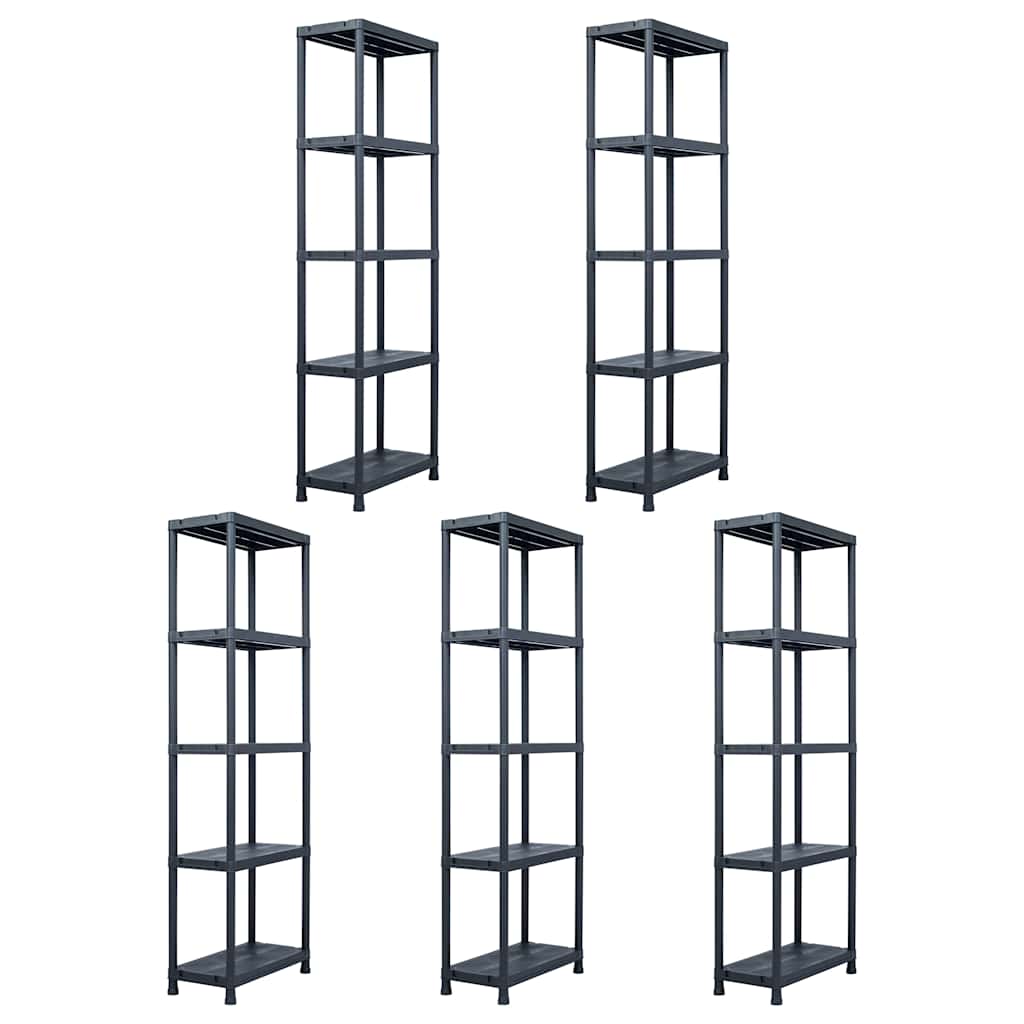 Vidaxx Lagerregale 5 Stk. 125 kg 60x30x180 cm Kunststoff schwarz
