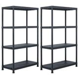 VIDAXL -LAGE RACKS 2 ST 200 KG 80x40x138 cm Kunststoff Schwarz