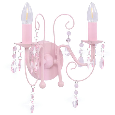 Vidaxl Wandlampe mit Perlen 2 x E14 Pink