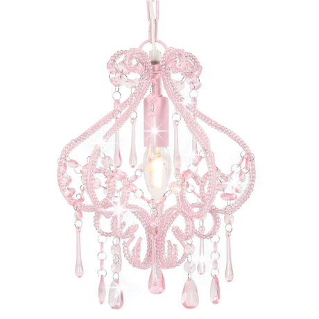 Vidaxl Deckenlampe mit Perlen um E14 Pink