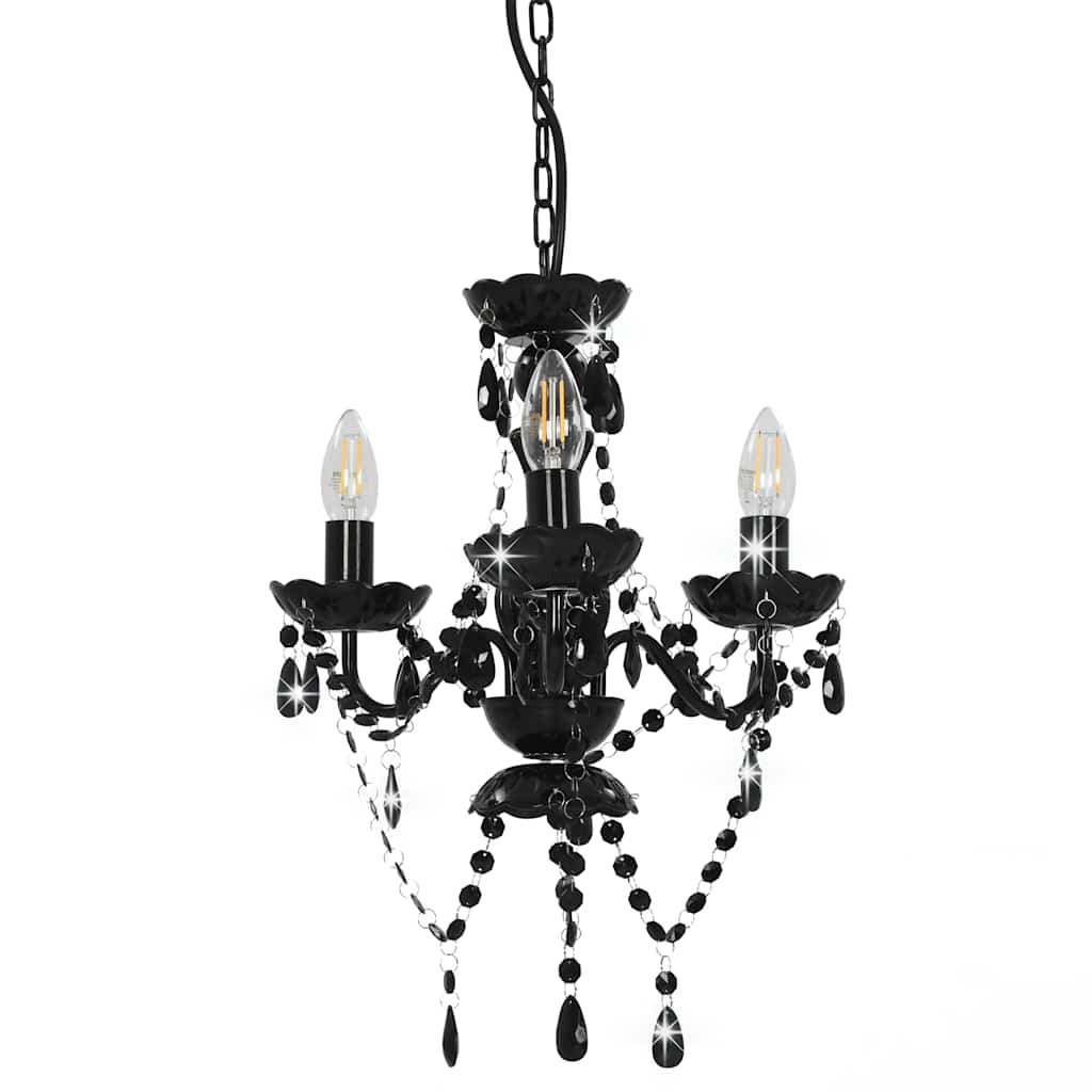 Vidaxl -Kronleuchter mit Perlen um 3xe14 schwarz