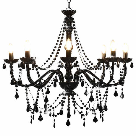 Vidaxl -Kronleuchter mit Perlen 8xe14 Schwarz