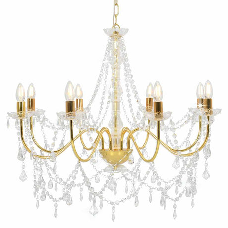 Vidaxl -Kronleuchter mit Perlen 8xe14 Goldfarbe