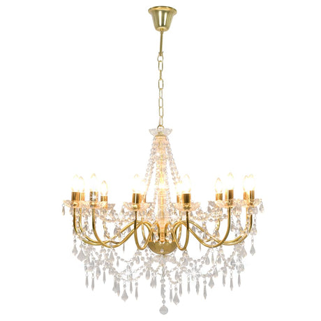 Vidaxl -Kronleuchter mit Perlen 12xe14 Goldfarbe