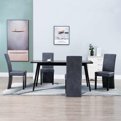 Vidaxl eetkamerstoelen 4 st kunstsuède grijs