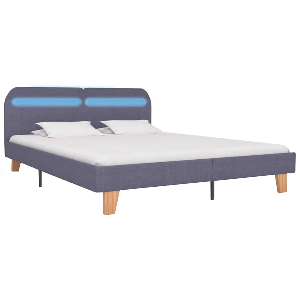 Vidaxl bedframe met led stof lichtgrijs 160x200 cm