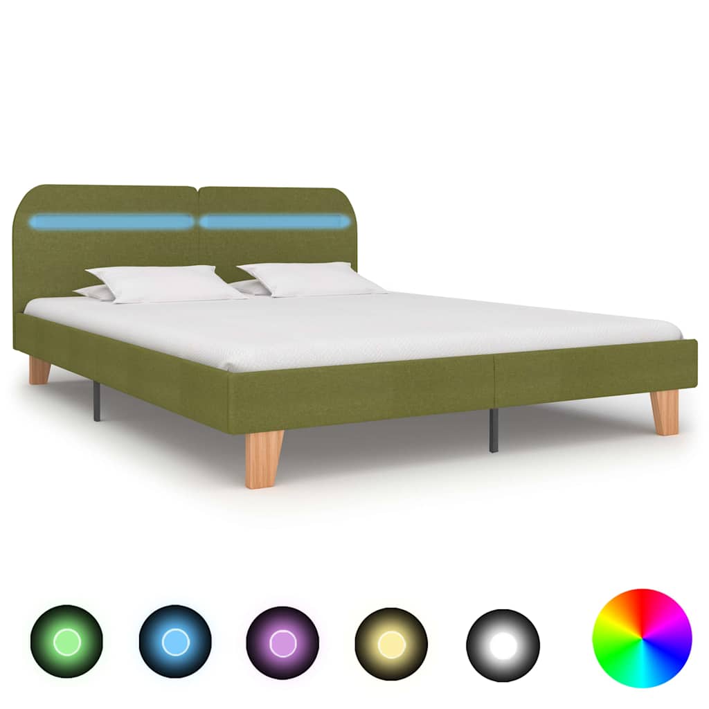 Vidaxl bedframe met led stof groen 160x200 cm