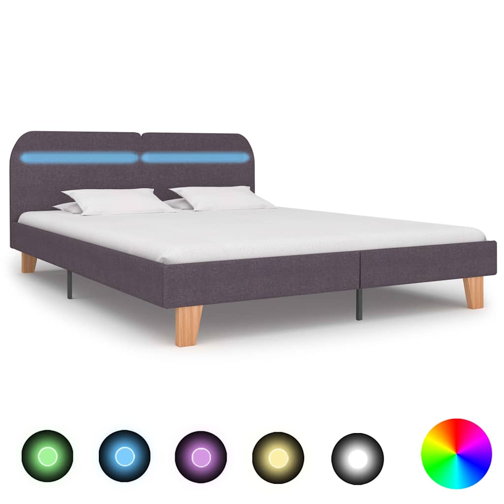 Vidaxl bedframe met led stof taupe 160x200 cm
