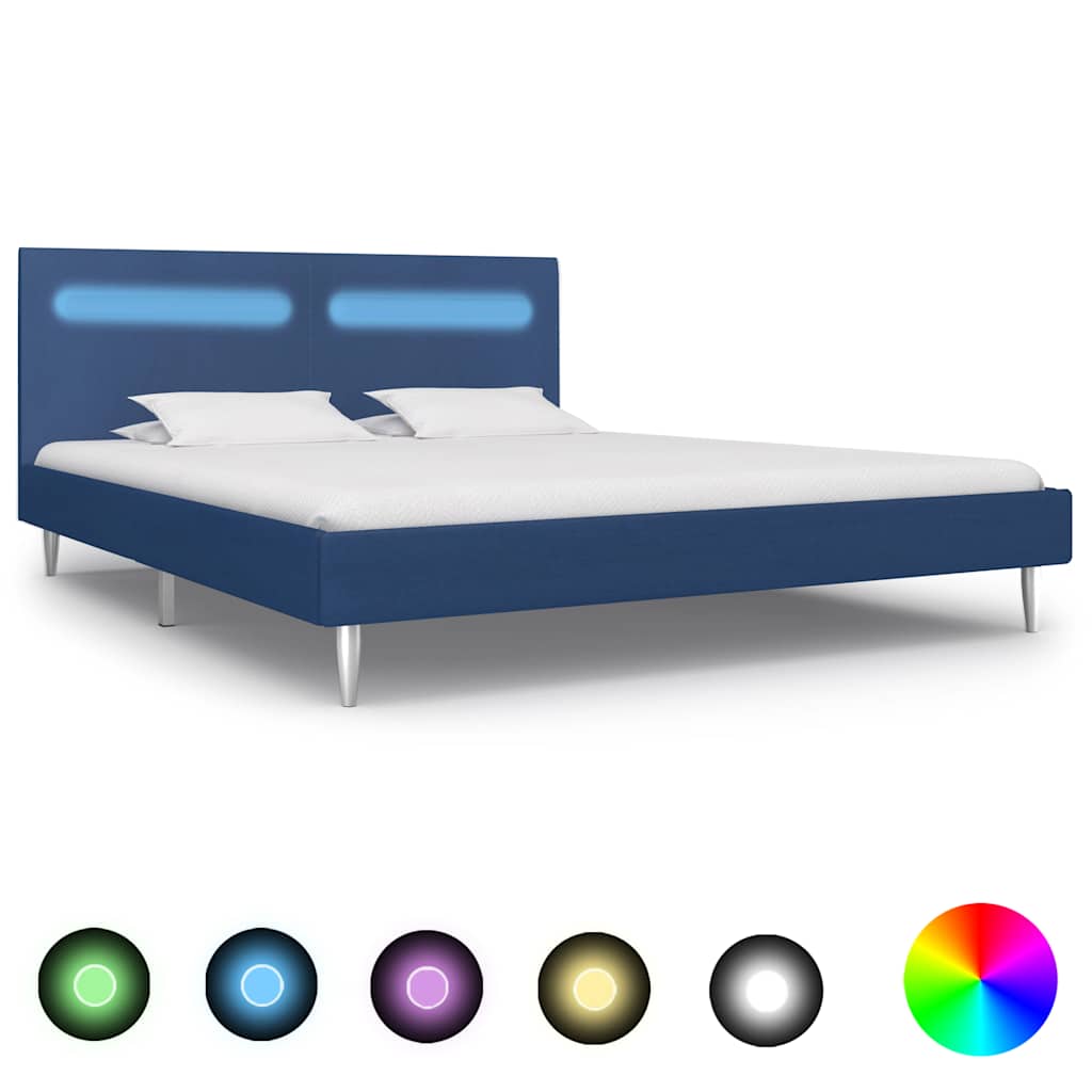 Vidaxl bedframe met led stof blauw 160x200 cm