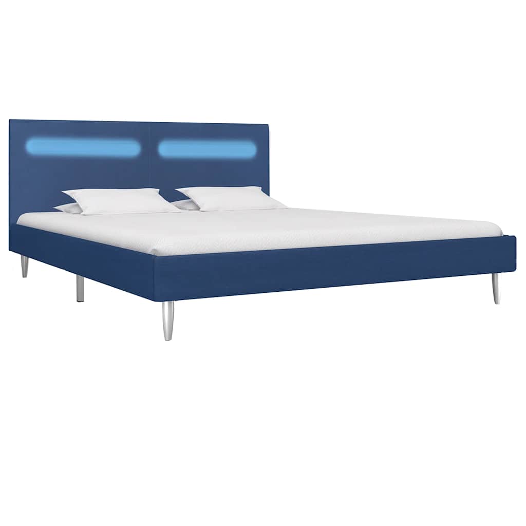 Vidaxl bedframe met led stof blauw 160x200 cm