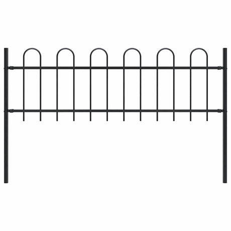 Vidaxl Gartenzaun mit runden Top 1,8 m Stahlschwarz