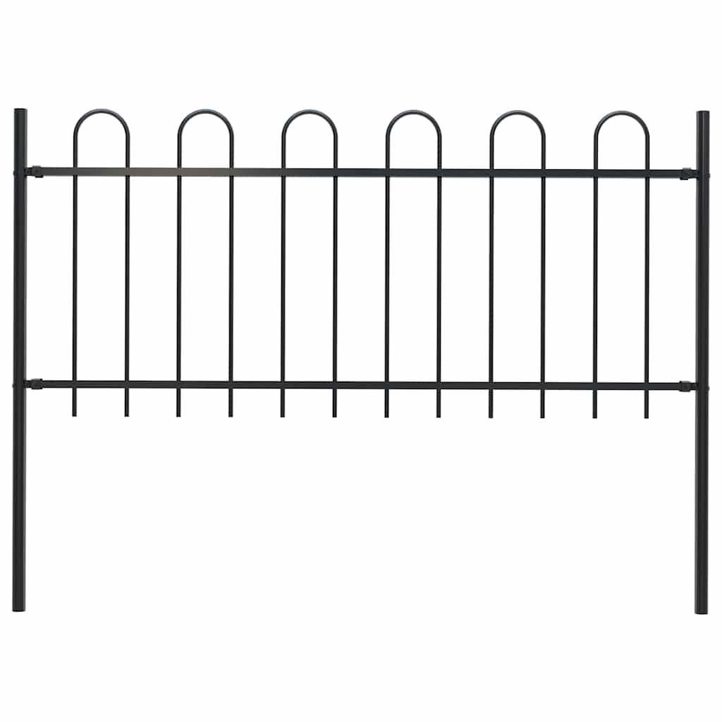 Vidaxl Gartenzaun mit runden Top 1,8 m Stahlschwarz