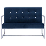 Vidaxl tweezitsbank met armleuningen chroom en fluweel blauw