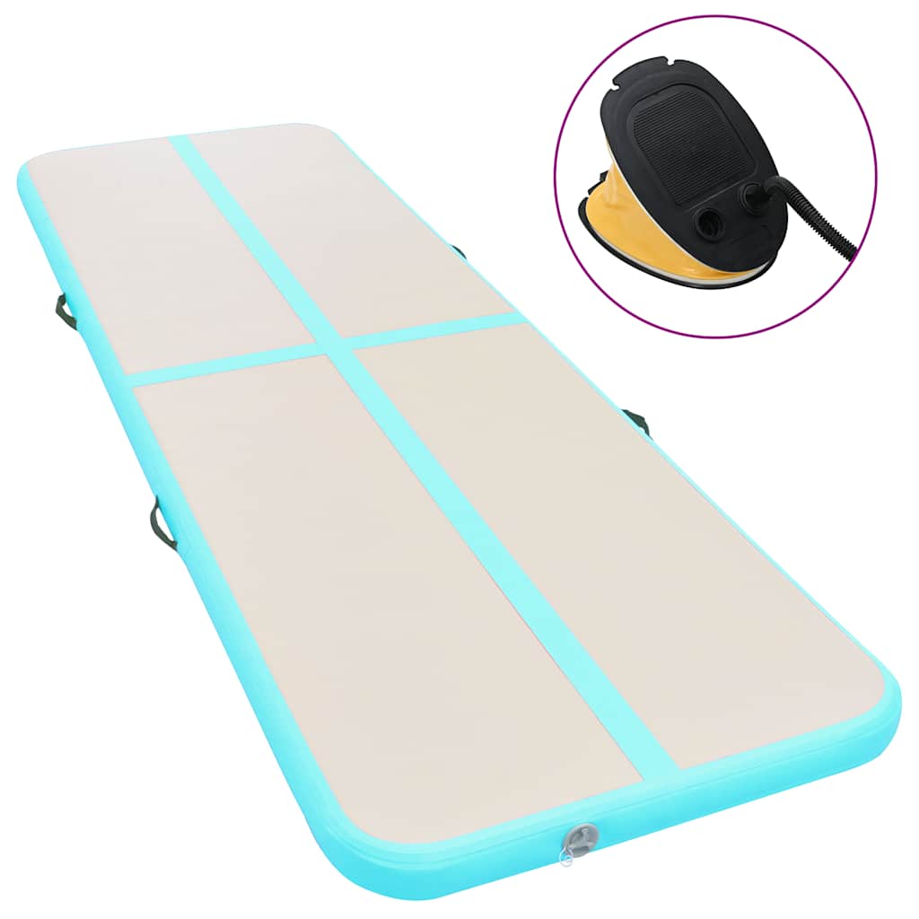 Vidaxl Gymnastics Matte mit Pumpen aufblasbar 700x100x10 cm PVC Grün