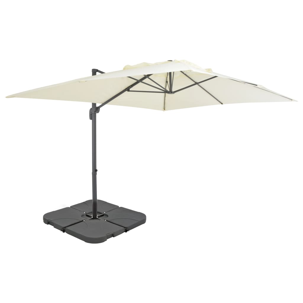 Vidaxl parasol met draagbare voet zandkleurig