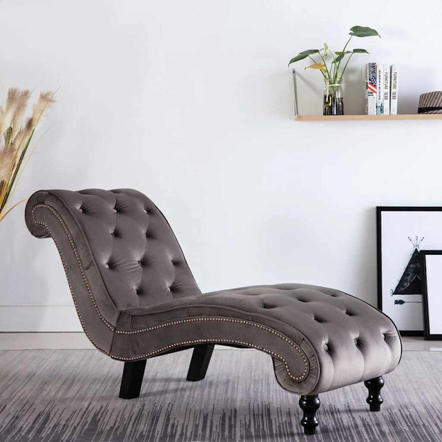 Vidaxl chaise longue fluweel grijs