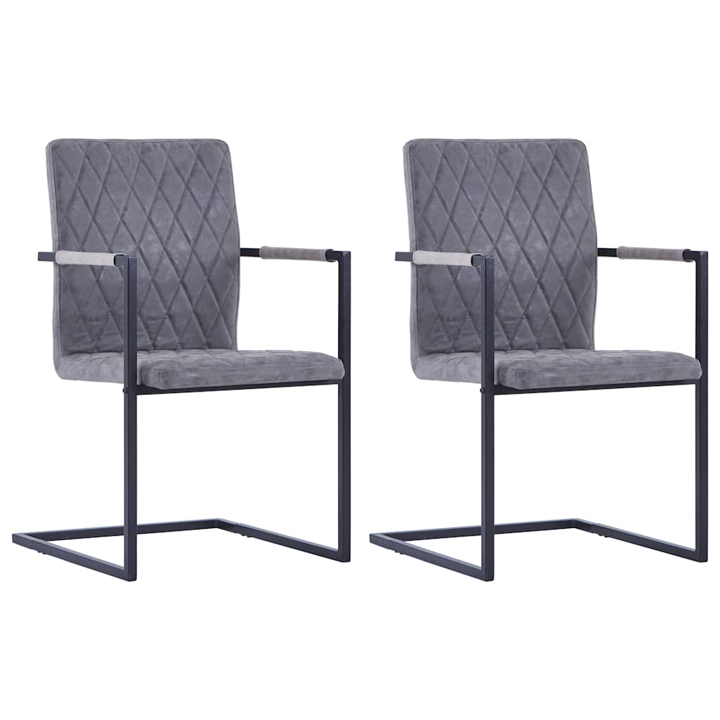 Vidaxl eetkamerstoelen 2 st kunstleer donkergrijs
