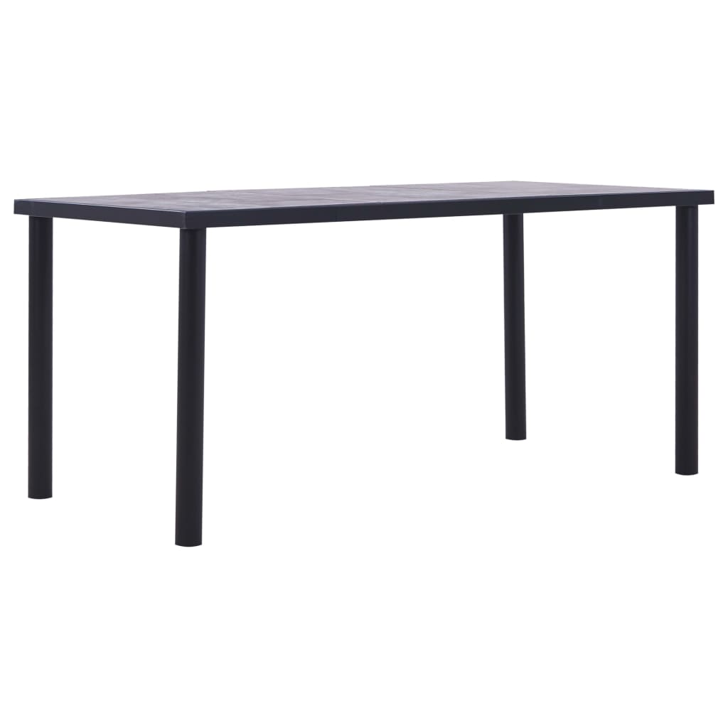 Vidaxl eettafel 160x80x75 cm mdf zwart en betongrijs