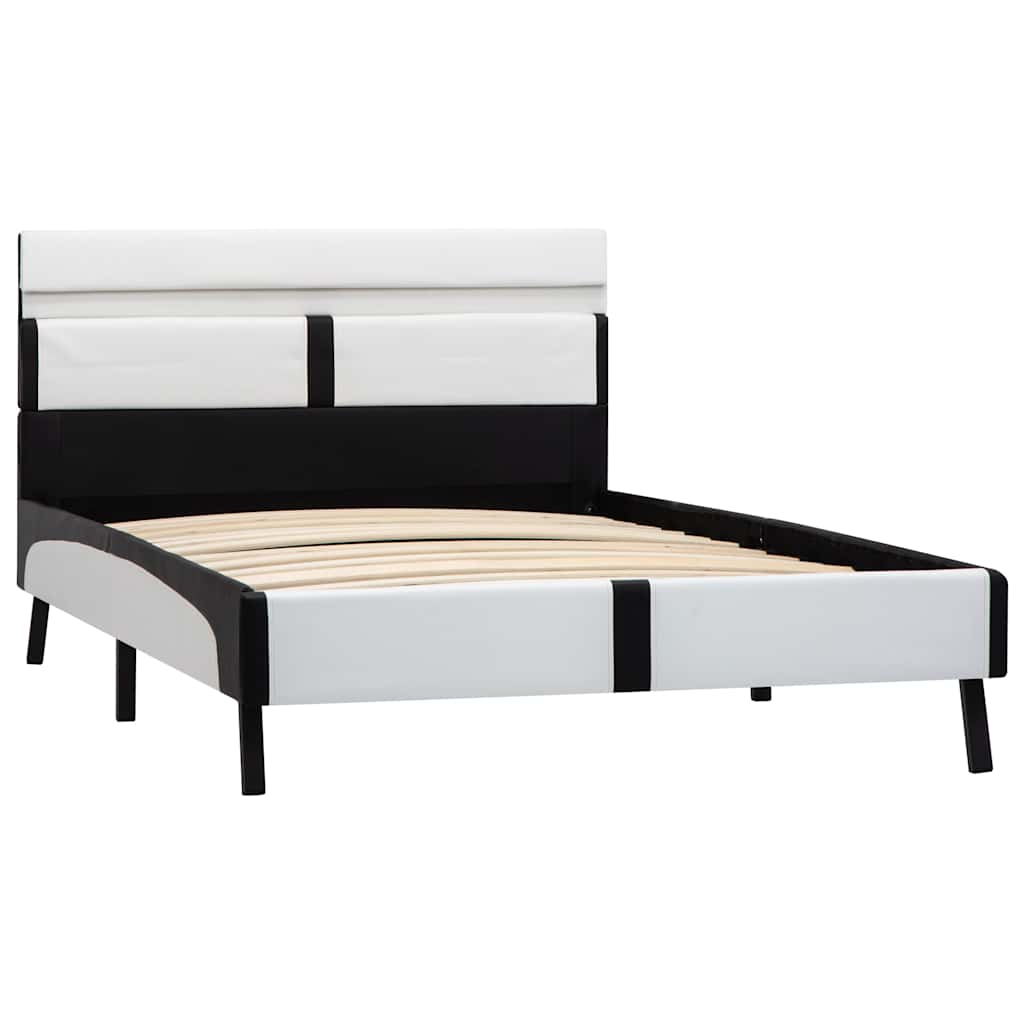 Vidaxl bedframe met led kunstleer wit en zwart 90x200 cm