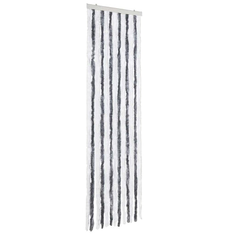 Vidaxl Fly Vorhang 56x185 cm Chenille grau und weiß