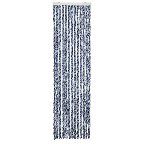 Vidaxl Fly Vorhang 56x185 cm Chenille Blau, Weiß und Silber