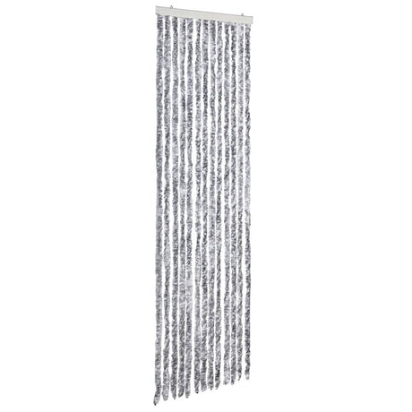 Vidaxl Fly Vorhang 56x185 cm Chenille weiß und grau