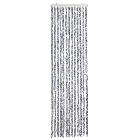 Vidaxl Fly Vorhang 56x185 cm Chenille weiß und grau