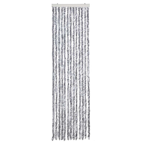 Vidaxl Fly Vorhang 56x185 cm Chenille weiß und grau