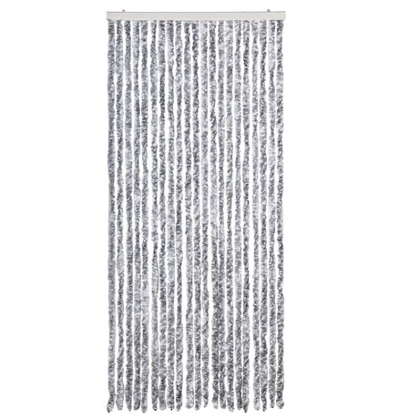 Vidaxl Fly Vorhang 90x220 cm Chenille weiß und grau