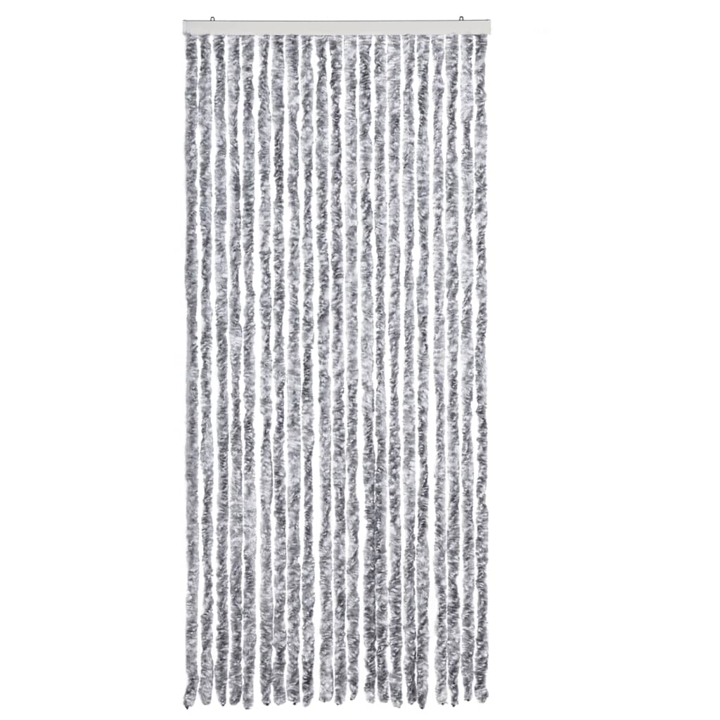 Vidaxl Fly Vorhang 90x220 cm Chenille weiß und grau