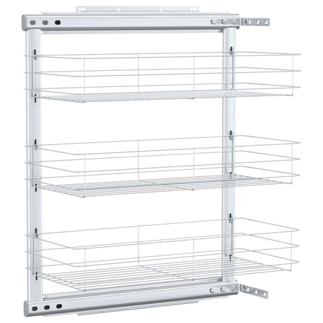 Vidaxl Drahtkorb Küche ausziehbar 3-layer 47x25x56 cm Silberfarbe