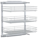 Vidaxl Drahtkorb Küche ausziehbar 3-layer 47x35x56 cm Silberfarbe